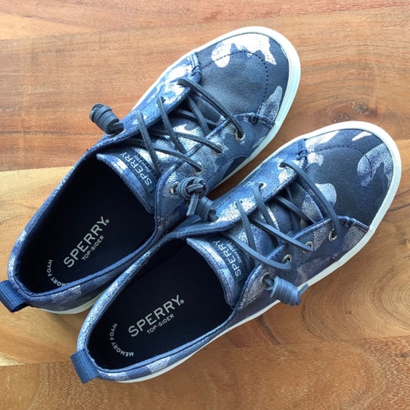 New Sperry crest vibe leather sneakers camo metallic 8.5 - Picture 4 of 5